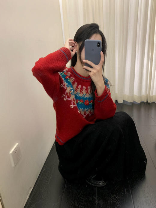 SZ6E02_胭脂色_针织衫_冬季_圆领长袖提花宽松_高级女装_BERNIEELEN 伯妮斯茵 商品图2