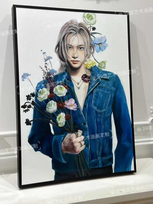 【年终狂欢】艺术家级偶像定制画50*70（半身，含简约框，1-3个月交付） 商品图2