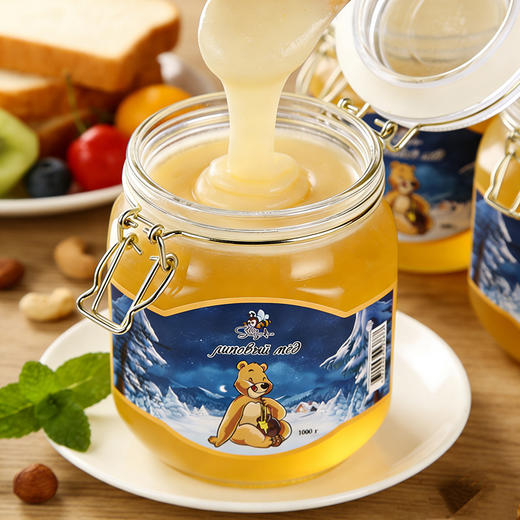 【春节预售：2.12号
-2.24号停发】疯抢中！！【俄罗斯原瓶进口椴树蜂蜜】天然原始森林 色泽透亮奶白 口感香甜软糯 甜而不腻 1000g*2罐装 商品图5