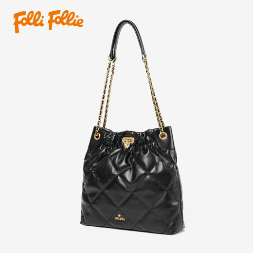 Folli Follie牛皮菱格纹斜挎包SB24PYP041（3-5天发货） 商品图1