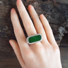【天然正品】A货翡翠AU750收藏级白金豪镶钻镶天然细腻冰种满绿马鞍形翡翠宽版戒指23.8*10.3MM(皆取最大值)戒圈：25号 171225NJS36 商品缩略图6