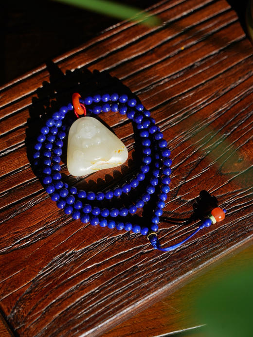 和田玉弥勒佛青金项链 商品图0