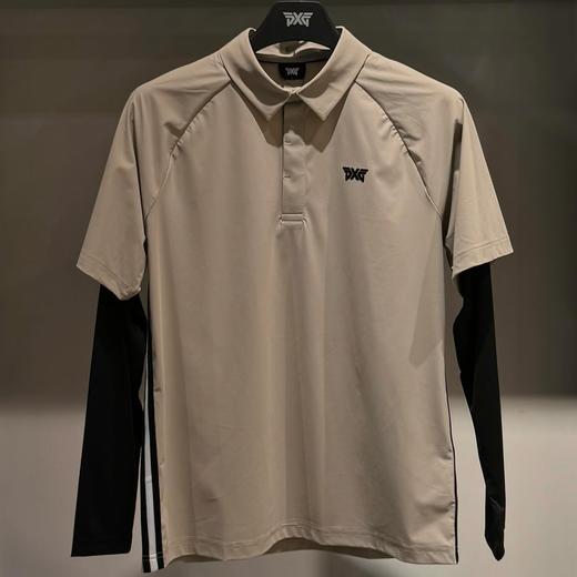 新款男士防晒长袖假两件上衣来啦！看起来简约的基础款，但设计上并不呆板，是你穿上就不想脱的运动上衣！很多精巧的小细节让它看起来更与众不同，日本进口曲线拼逢机特色绗缝、侧边搭配撞色条纹织带！ 商品图4