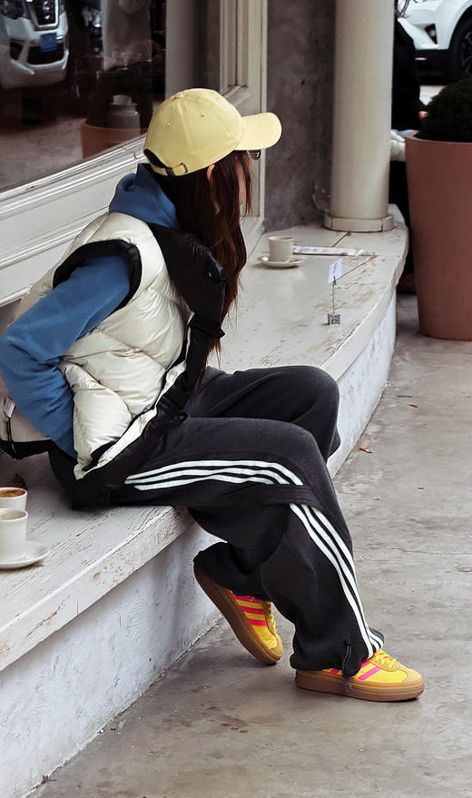 【加绒】美式复古伞兵裤 阔腿+束脚两穿 侧边条纹撞色 三条杠宽松直筒运动休闲裤 商品图3