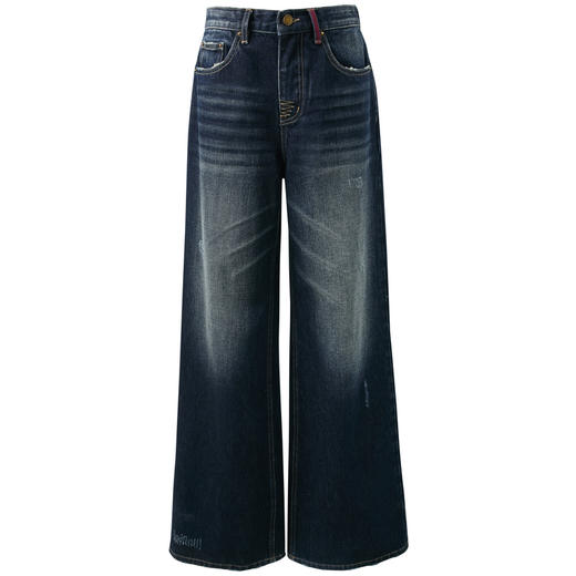 三彩独醒2026春新款显瘦高腰牛仔裤复古水洗宽松休闲阔腿裤长裤F 商品图4