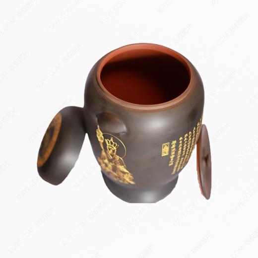 纯手工拉坯五色泥紫陶心经大坛（镀金）骨灰坛骨灰罐骨灰盒寿盒 商品图2