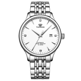 TWTC1611630-1 天王TIAN WANG 爆款商务】防水机械一表两戴钢带品牌手表男士昆仑系列送礼可刻字