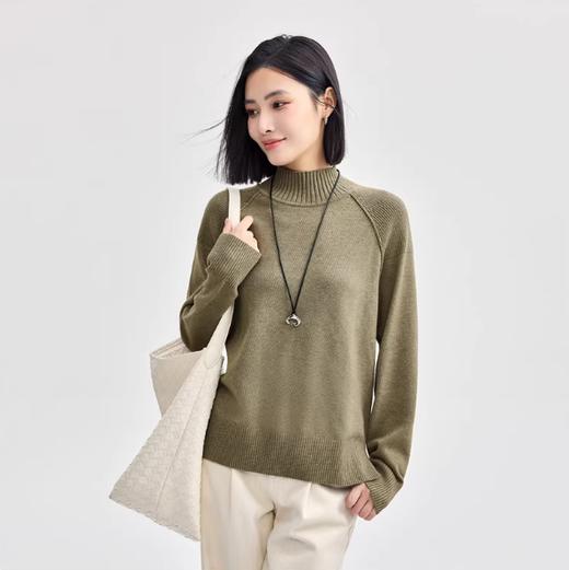 佐丹奴女装极细针织衫女软糯拼接插肩袖半高领套头针织毛衣13354688 商品图0