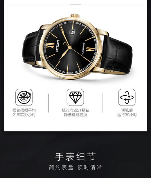 SHNJ0133-12E 西铁城Citizen 西铁城自动机械表商务皮带手表男表NJ0133-12E 商品图2