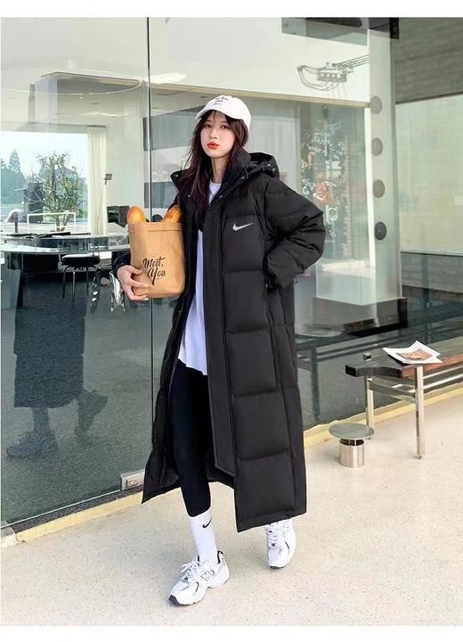 D122611精典简约基础款印花长款连帽羽绒服男女同款 商品图0