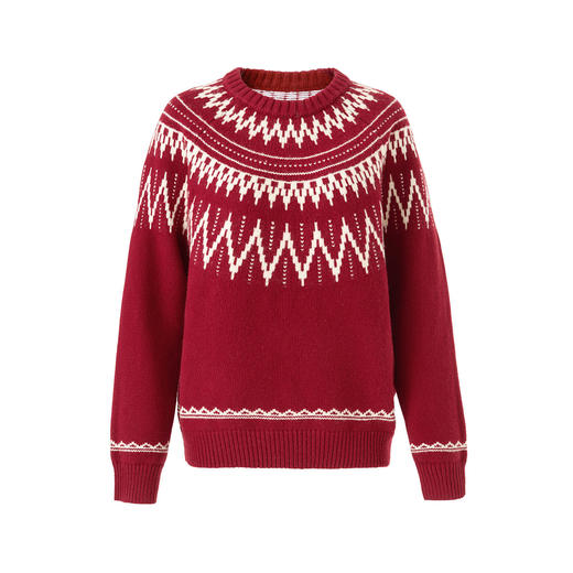 「高货wl」全新升级【铂金会员220/天猫299/差价79】(95833)洛诗琳立体织花羊毛混纺上衣2025秋冬费尔岛提花针织毛衣 商品图4