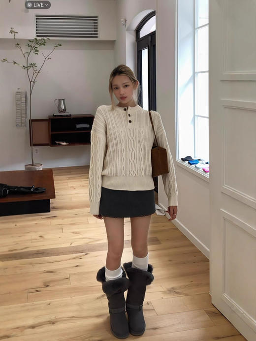 【秋冬精选】复古气质RL纽扣麻花宽松针织衫棉质毛衣 商品图7