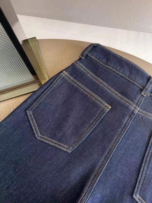 D122630秋冬加绒直筒裤复古深蓝色贴兜牛仔裤 商品图12