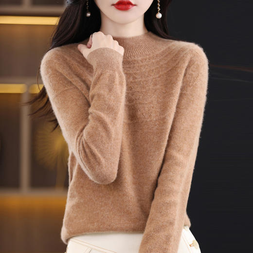 【一线成衣半高镂空羊毛衫】 气质百搭时尚 无缝一线成衣 柔软舒适纯羊毛 商品图7