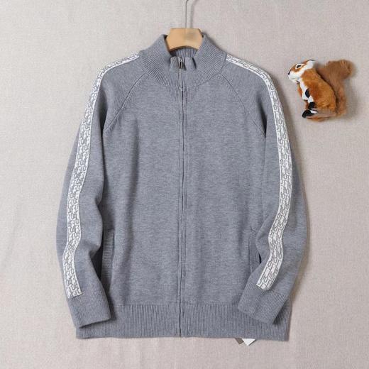 D122634半高领拉链设计字母提花毛衣开衫针织衫 商品图5