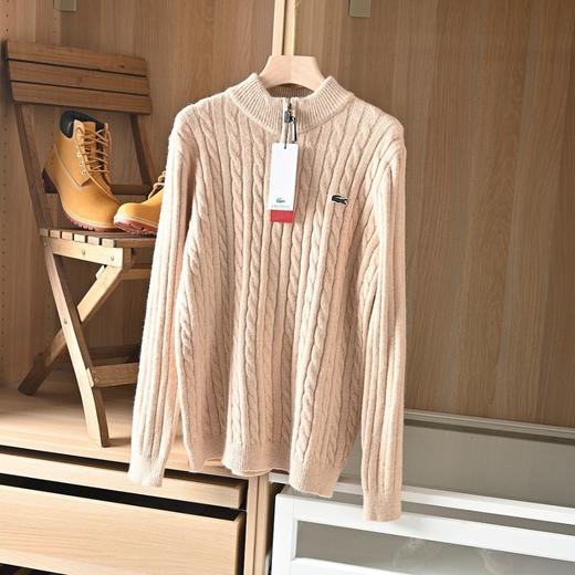 秋冬男士羊绒衫半高领拉链套头纯色针织打底衫扭花加厚毛衣 商品图3