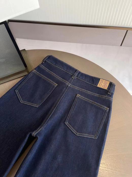 D122630秋冬加绒直筒裤复古深蓝色贴兜牛仔裤 商品图11