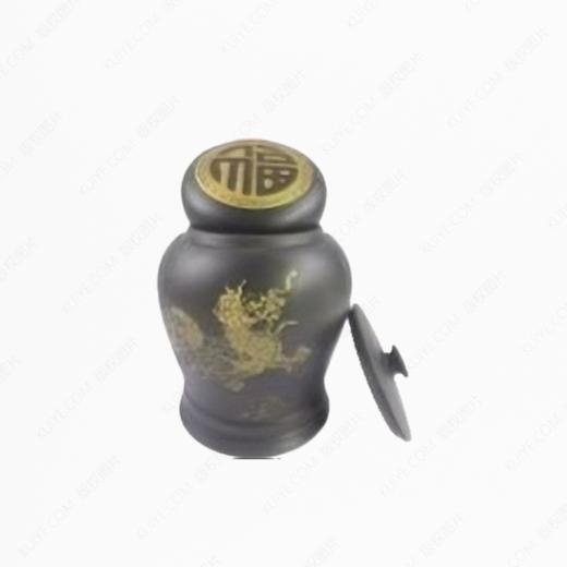 五色泥手工拉坯紫陶龙凤小坛(镀金)骨灰坛骨灰盒骨灰罐 商品图0