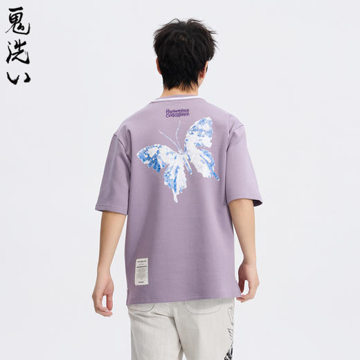ONIARAI/鬼洗26春季新品黑标石器时代自然蜕蝶渐纹常规T恤A840026 商品图0