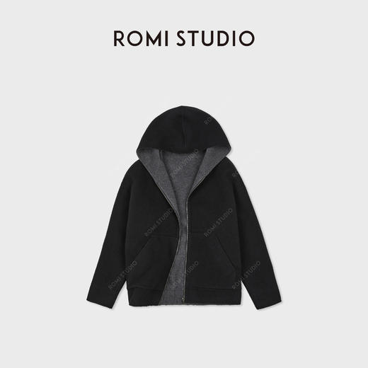 ROMI STUDIO“双面两穿”羊毛桑蚕丝混纺宽松毛呢外套 RWCWWG7084 商品图0