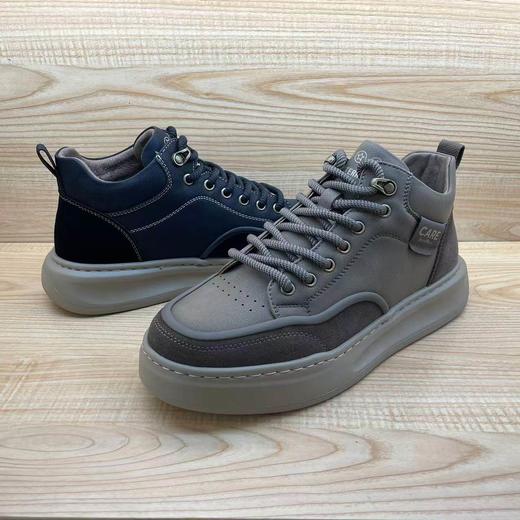 豪行2024年冬季新品时尚休闲真皮加绒高帮男棉鞋14427655 商品图5