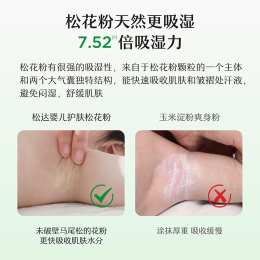 松达松花粉爽身粉婴儿痱子粉非玉米粉无滑石粉护臀舒爽腌脖子52g 商品图2