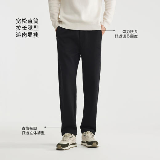 墨麦客男装字母压花休闲裤男2025冬新款松紧腰磨毛男士裤子91429 商品图2