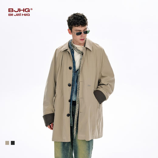 BJHG不计后果风衣外套男款春季潮牌翻领夹克慵懒韩式中长款大衣女 商品图0