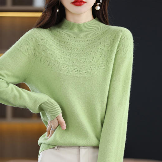 【一线成衣半高镂空羊毛衫】 气质百搭时尚 无缝一线成衣 柔软舒适纯羊毛 商品图10