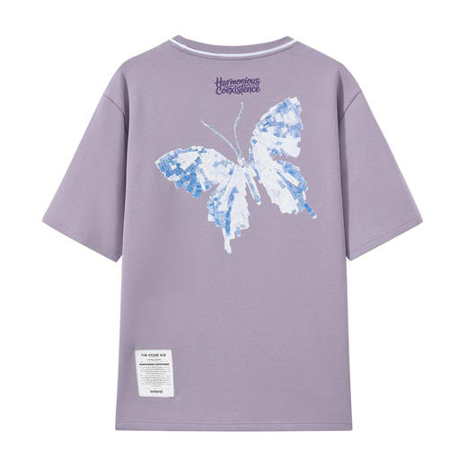 ONIARAI/鬼洗26春季新品黑标石器时代自然蜕蝶渐纹常规T恤A840026 商品图4