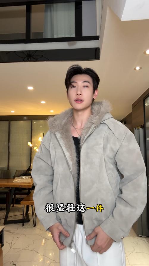 B5018SDSA男士秋冬新款痞帅男装韩版PU皮毛领拉链连帽夹克外套潮流宽松 商品图0