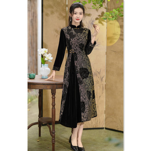 时尚改良新中式长款假奥黛七分袖旗袍GX66826 商品图2