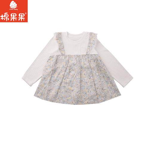 棉果果春季新品女童针织提花可爱洋气小碎花假两件长袖T恤M122140226111 商品图1