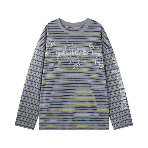 BJHG不计后果 条纹长袖T恤男款春季潮牌美式复古休闲纯棉卫衣薄女 商品图3