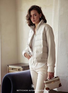 可溯源匈牙利白鸭绒加绒拼接摇粒绒羽绒外套