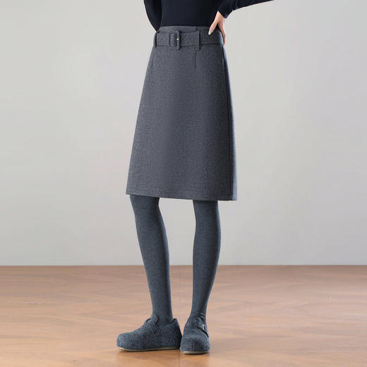 「自」全新升级【铂金会员146/天猫199/差价53】(13227)洛诗琳极简风毛呢半身裙2025冬新款高腰显瘦通勤包臀中裙 商品图1