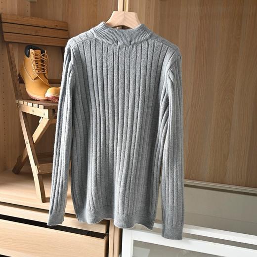 秋冬男士羊绒衫半高领拉链套头纯色针织打底衫扭花加厚毛衣 商品图4