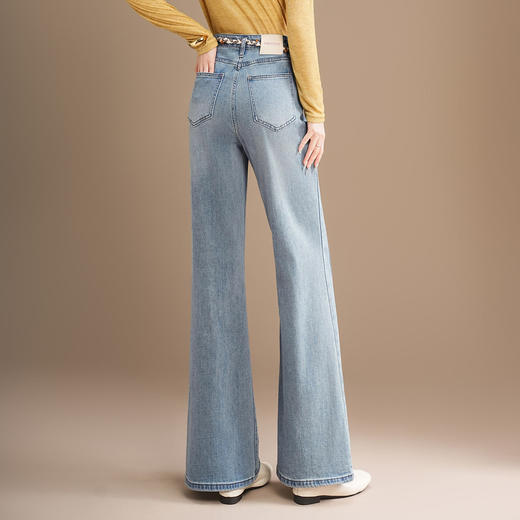 「自」全新升级【铂金会员192/天猫259/差价67】(01920)洛诗琳气质微喇牛仔裤2026春季新款高腰显瘦腰带直筒裤女 商品图3