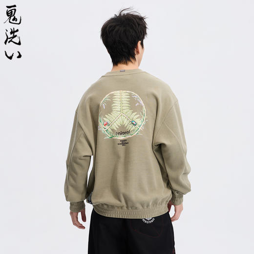 ONIARAI/鬼洗黑标石器时代蕨序肌理和谐共存标语图腾卫衣 A240026 商品图0