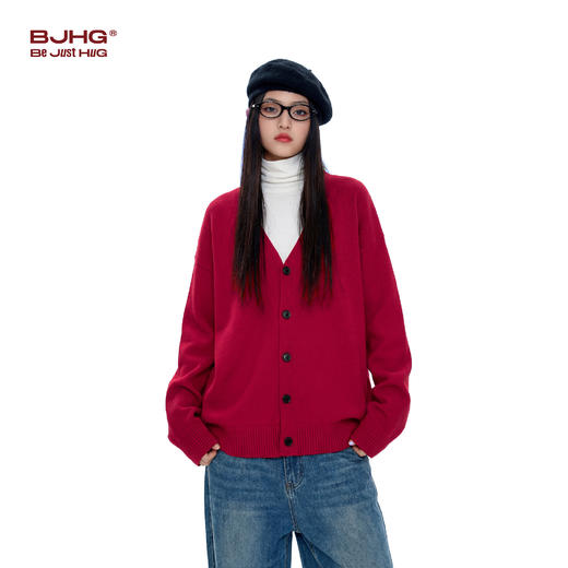 BJHG不计后果V领开衫毛衣男春季 新款基础款情侣装内搭上衣外套女 商品图1