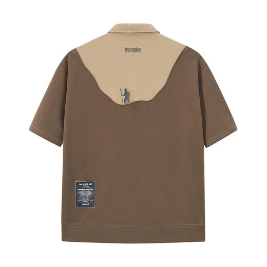 ONIARAI/鬼洗26黑标石器时代狩猎者剪影拼接散口宽马球衫 A840025 商品图4