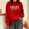 2026新款爆款马年加绒加厚红色圆领卫衣，本命年红色卫衣 商品缩略图1