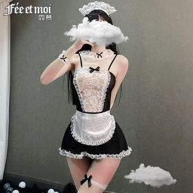 【爆款女佣装】霏慕蕾丝花边软纱女佣装7911黑【全套无丝袜】