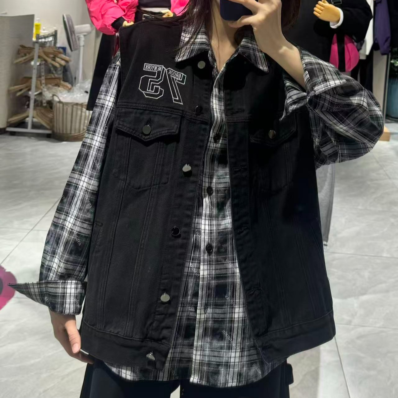 NC翻领无袖双口袋牛仔马夹50702（黑） 秋季 953012330321