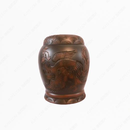 纯手工拉坯五色泥紫陶龙凤小坛（浮雕）骨灰坛骨灰罐骨灰盒寿盒 商品图0