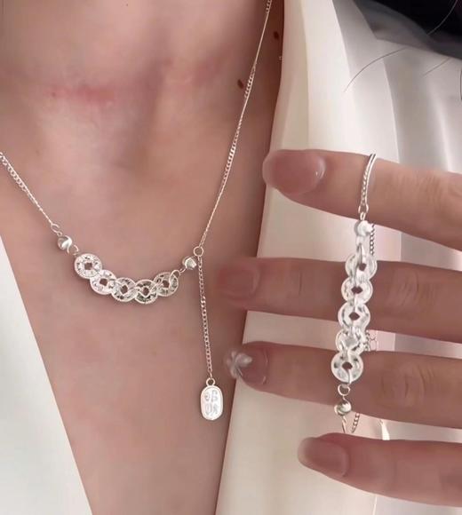 优选丨【新年双节特惠：GIRATI999银项链】S990葫芦吊坠项链/990新中式福禄时来运转葫芦吊坠 项链/五帝币项链一物一证 带礼盒 商品图6