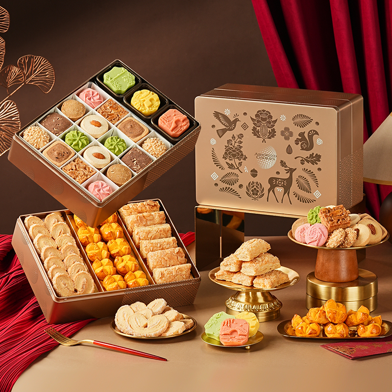 【臻萃缤盈】悠享时曲奇饼干糕点蝴蝶酥过年走亲戚送礼品新年高端点心615g