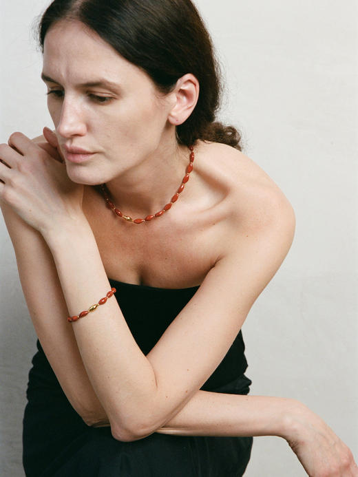 ABOAB｜Skipping Necklace [ 项链 金 +黑玛瑙 / 红石 ]【WITHIN THE HORIZON】 商品图5