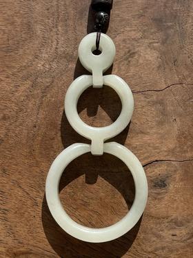 白玉活动三连环把玩吊坠，顺丰包邮