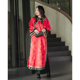 【林栖设计小店】恭王府联名|改良氅衣真丝缎绣花2026早春新款连衣裙女1961231